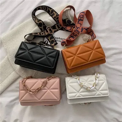 Mini Chain Decor Flap Embossed Crossbody Bag